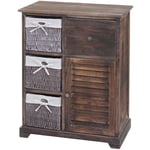 Commode HW C-H21, armoire à tiroirs, tiroir panier en bois massif 80x60x30cm - brun miteux