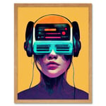 The Gamer Streaming VR Headset Retro Futurist Kids Art Print Framed Poster Wall Decor 12x16 inch