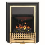 Dimplex Bramdean Free Standing Optimyst Electric Fire, Brass and Black Contemporary Fire with 3D Ultra-Realistic LED Flame and Smoke Effect, Adjustable 2kW Heater, Coal Style Embers and Remote Control
