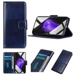 MISKQ Case Compatible with Xiaomi Redmi 9A, Real Leather Flip Case, Magnetic Flip Leather Case, Shockproof Case(blue)