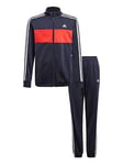 adidas Boys Tiberio Tracksuit - Navy/Red, Navy, Size 7-8 Years