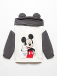 Mango Kids' Mickey Mouse Call Me Hooded Sweatshirt, Natural White/Multi