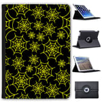 Fancy A Snuggle Yellow Spider Cobwebs Faux Leather Case Cover/Folio for the Apple iPad 9.7" 5th Generation (2017 Version)