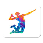 Watercolor Sport Abstract Volleyball Player Volley Ball Action Splash Smash Spike Home School Game Player Computer Worker MouseMat Mouse Padch
