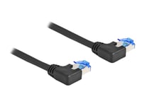 Delock - Patch-Kabel - Rj-45 (Hane) Vänstervinklad Till Rj-45 (Hane) Vänstervinklad - 2 M - 6 Mm - S/Ftp - Cat 6A - Startad, Halogenfri - Svart