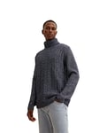 TOM TAILOR Men's Cable knit Turtle Neck Sweater 1033651, 13160 - Knitted Navy Melange, S