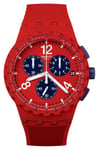 Swatch SUSR407 PRIMARLY RED (42mm) Red and Blue Chronograph Watch