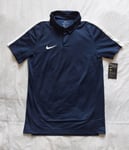 Nike Dry Polo Shirt Mens Medium Navy Blue Dri-Fit Slim Fit Swoosh Golf Casual