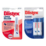 Blistex Lip Cold Sore Cracked Relief Cream 6ml & 2 x Classic Lip Care - 3 PACK