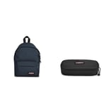 EASTPAK ORBIT XS Mini Backpack, 10 L - Triple Denim (Blue) OVAL SINGLE Pencil Case, 5 x 22 x 9 cm - Black (Black)