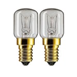 2 x 40w PHILIPS Branded Oven Lamp SES E14 Small Screw Cap 300° Cooker Light Bulb