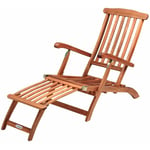 Chaise longue Queen Mary pliable bois d'acacia avec repose-pieds transat de jardin intérieur extérieur balcon - Casaria