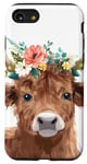 iPhone SE (2020) / 7 / 8 Spring, Highland Cow | Elegant Scottish Highland Cow, Floral Case