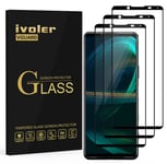 ivoler 3 Pack Screen Protector for Sony Xperia 5 II/Sony Xperia 5 III, [Full Coverage] Tempered Glass Film for Sony Xperia 5 II/Sony Xperia 5 III, [9H Hardness] [Anti-Scratch] [Bubble Free], Black