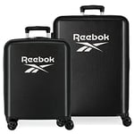 Ensemble Valise Reebok Roxbury Noir 55/70 cm ABS Rigide Fermeture TSA Intégrée 119.4L 6 kg 4 Double Roues Bagage à Main