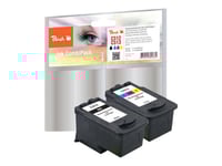 Peach Spar Pack - 2-Pack - Svart, Färg (Cyan, Magenta, Gul) - Kompatibel - Bläckpatron (Alternativ För: Canon Cl-513, Canon Pg-512) - För Canon Pixma Mp230, Mp237, Mp252, Mp270, Mp280, Mp282, Mp499, Mx350, Mx360, Mx410, Mx420