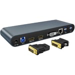 USB 3.0 Laptop Docking Station, USB C to HDMI Adapter Multiport UBS-C Hub Triple Display With 2 * 4K HDMI+VGA,DVI,Gigabit Ethernet RJ45,3.5mm Audio 6 USB Ports Output for MacBook Pro/Air