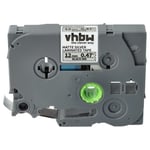vhbw 1x Ruban compatible avec Brother PT E300VP, E110, E300, E115, GL-100, E105, E200 imprimante d'étiquettes 12mm Noir sur Argent mat