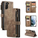 Kompatibel med Samsung Galaxy S21 5g Fodral Plånbok Flip Kortfodral Pu Läder Magnetiskt Skyddande Flip Cover - Svart Brun szq