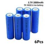 N/D 3.7v Blue 3000mah 18650 Rechargeable Batteries For Dvd Headlamp Li Ion Lithium Battery Replace 6pieces
