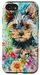 Coque pour iPhone SE (2020) / 7 / 8 Yorkshire Terrier Aquarelle Florale Chiot Yorkshire Terrier