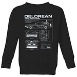 Back To The Future Delorean Schematic Kids' Sweatshirt - Black - 3-4 Years - Black