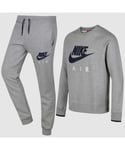 Nike Mens Crew Neck Tracksuit Grey Cotton - Size X-Large