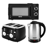 1.8L Cordless Electric Kettle 4 Slice Bread Toaster & 20L Microwave Kitchen Set
