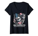 Womens New Kensington Pennsylvania 4th Of July USA American Flag V-Neck T-Shirt
