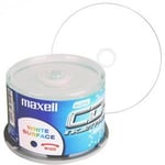 CD-R 80 Min/700 Mo Maxell 52x Imprimable Encre (White fullprintable) en cakebox 50 pièces