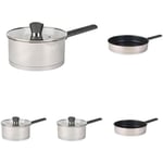 Russell Hobbs Stainless Steel Pan Set, 5 Piece with 16/18/20 cm Saucepans with Lids & 24/28 cm Non-Stick Frying Pans, Induction Hob Suitable, Excellence Collection, Mirror Polished