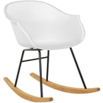 Petit Fauteuil Chaise à Bascule Assise en Plastique Blanc et Pieds en Bois Design Rétro Scandinave pour Salon au Style Nordique Moderne Beliani