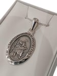 Äkta Sterling Silver Saint Christopher Protectus Hänge m Kedja
