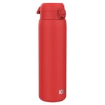 Ion8 Vacuum Insulated Stainless Steel 1 Litre Water Bottle, 920ml, Leak Proof, One-Finger Open, Secure Lock, Carry Handle, Dishwasher Safe, Scratch Resistant, Ideal for Sports and Yoga, Red