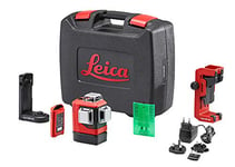 Leica Lino L6G – laser ligne 3x360 degrés avec batterie Li-ion, chargeur, adaptateur magnétique innovant et support mural, en coffret (laser vert, portée : 35 m)