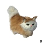 Realistic White Cat Lifelike Plush Fur Furry Animal Figurine B Cowhide Yellow
