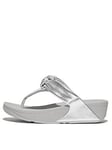 FitFlop Lulu Padded-knot Metallic-leather Toe-post Sandals - Silver, Silver, Size 4, Women