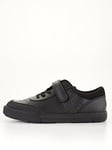 V by Very Older Kids Lace Leather Trainer School Shoe - Black Standard Fit, Black, Size 3 Older