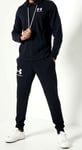 New Mens Under Armour Rival Fleece Tracksuit Hoody Joggers Black Size 2XL