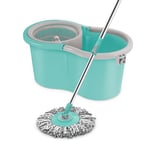 Spotzero by Milton Ace Spin Mop Bucket, Extendable Handle| Wringer Set | 360 Spinning Mop Bucket Floor Cleaning & Mopping System with 1 Microfiber Refills, Aqua Green