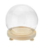 CUTOOP 1Pc Clear Glass Globe Dome Display Ball Cloche Case Jar with Wood Base Desktop Flower Model Felt Container (Diameter: 18cm)