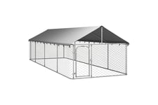 Be Basic Hundgård med tak för utomhusbruk 600x200x150 cm - Silver