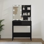 Sminkbord med LED svart 74,5x40x141 cm