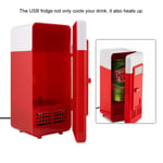 PC USB Mini Refrigerator Fridge Beverage Drink Can Cooler Warmer Red UK AUS
