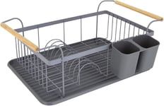 Tower Scandi T847009GRY Dishrack with Wooden Handle for 9 Full Sized Plates,...
