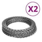 vidaXL Taggtråd 2 st galvaniserat stål 100 m 3057512