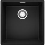 Evier Cuisine Noir, 46 x 47 cm, Evier en Granit 1 bac + Kit de Vidage, Évier au meuble 50cm - London 50 Slim
