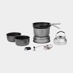 Trangia Gaskök 25 Large, 2100 W + 2 kittlar, 1 stekpanna i NS / Non Stick-teflon vindskydd HA hårdanodiserad aluminium kaffepanna griptång rem, SIP Power Gas (230 gram)