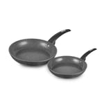 Tower Cerastone Frying Pan Set, 2 Pieces, Induction Safe, Non Stick, Grey T81282