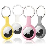 Case for Airtag Holder 4pack with Key Ring, ThingsBag Air Tag Keyring Cover Compatible with Apple Tags, Silicone Keychain Itag Tracker Protective Cover Lightweight and Unti-Scratch for Luggage, Bags